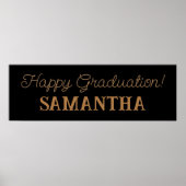 Happy Afstuderen Banner, Zwart en Gouden Feest Poster (Voorkant)