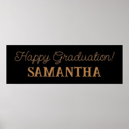 Happy Afstuderen Banner, Zwart en Gouden Feest Poster