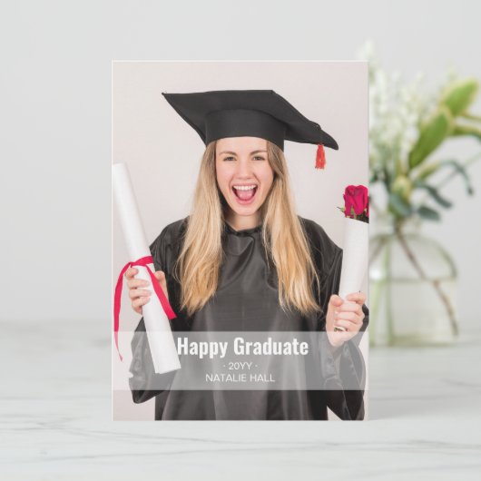 Happy Afstuderen Foto Afstuderen Aankondiging (Staand voorkant)