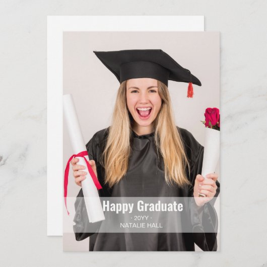 Happy Afstuderen Foto Afstuderen Aankondiging (Voorkant / Achterkant)