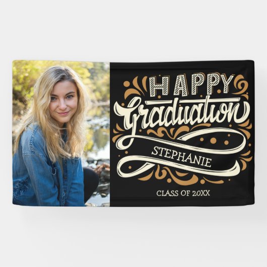 Happy Afstuderen Foto  Typografie Aangepast Spandoek (Horizontaal)
