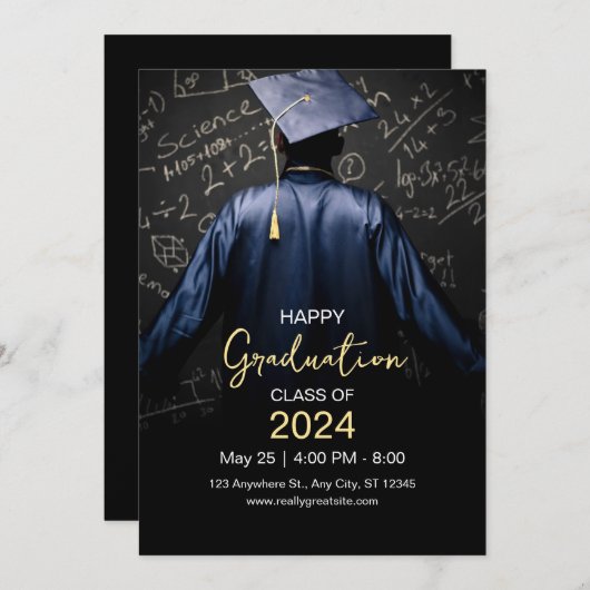 Happy Afstuderen Invitation, klasse van 2024 Kaart (Voorkant / Achterkant)