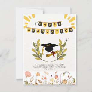 Happy Afstuderen Kaart met Floral en Tassel Illus