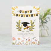 Happy Afstuderen Kaart met Floral en Tassel Illus (Staand voorkant)