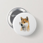 Happy Akita Dog Ronde Button 5,7 Cm (Voorkant /achterkant)