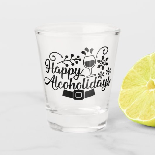 Happy Alcoholidays | Funny Christmas Drink plezier Shot Glas (Voorkant)