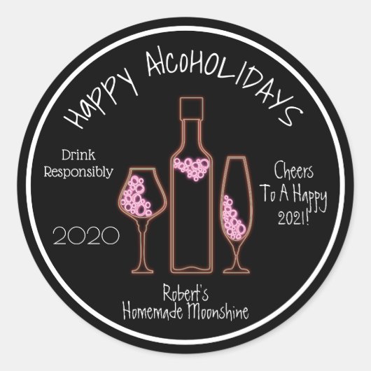 Happy AlcoHOLIDAYS gepersonaliseerd Ronde Sticker (Voorkant)