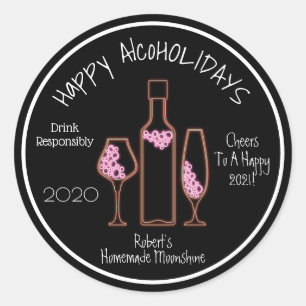 Happy AlcoHOLIDAYS gepersonaliseerd Ronde Sticker