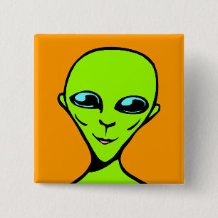 Happy Alien/ET Vierkante Button 5,1 Cm