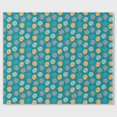 Happy Alien Faces Blauwgroen Cadeaupapier (Vlak)