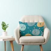 Happy Alien Faces Blauwgroen Kussen (Stoel)
