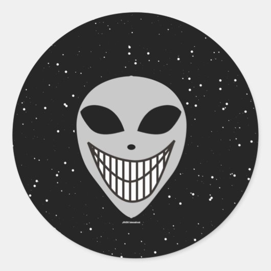 Happy Alien race science fiction aangezicht Ronde Sticker (Voorkant)