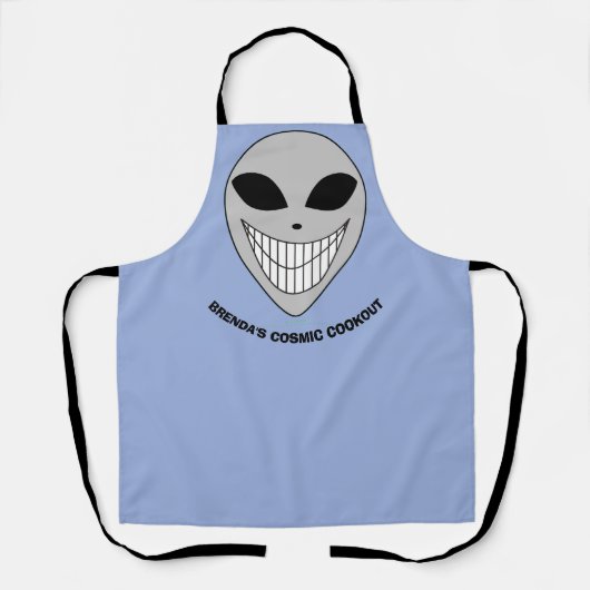 Happy Alien Smile Cosmic Science Fiction Jouw naam Schort (Voorkant)