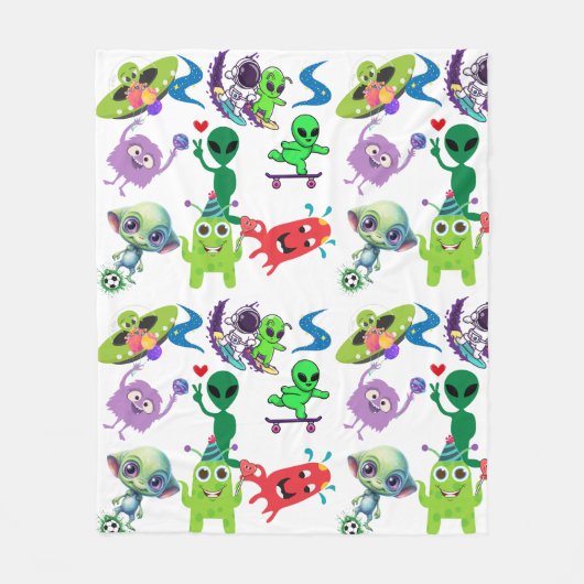 Happy Aliens Rockin' Fleece Deken (Voorkant)