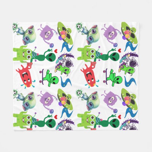 Happy Aliens Rockin' Fleece Deken (Voorkant (Horizontaal))