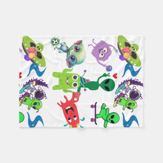 Happy Aliens Rockin' Fleece Deken (Voorkant (Horizontaal))