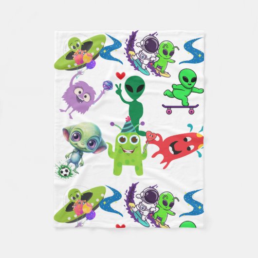 Happy Aliens Rockin' Fleece Deken (Voorkant)