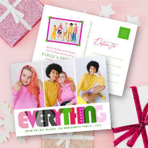 Happy All Colorful Typography Moderne Photo Feestdagenkaart