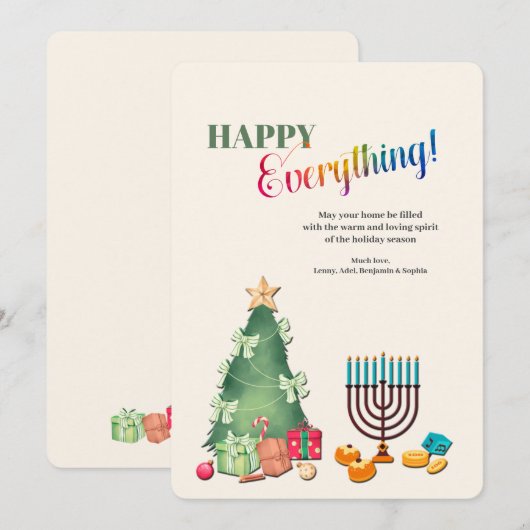 Happy All Holiday Greeting Card Feestdagenkaart (Voorkant / Achterkant)