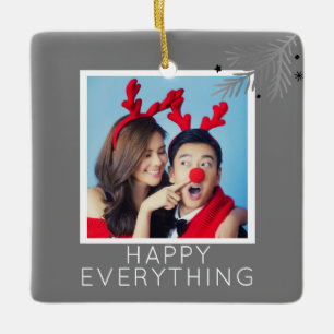 Happy All Personalized Holiday Foto Keramisch Ornament