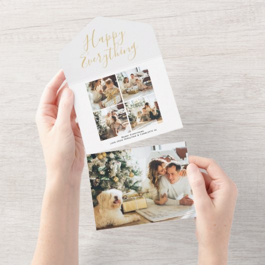 Happy All Photo Collage kerstKaart All In One Uitnodiging (Afscheurbaar)