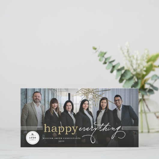 Happy All Simple Typografie Foto Business Feestdagenkaart (Staand voorkant)