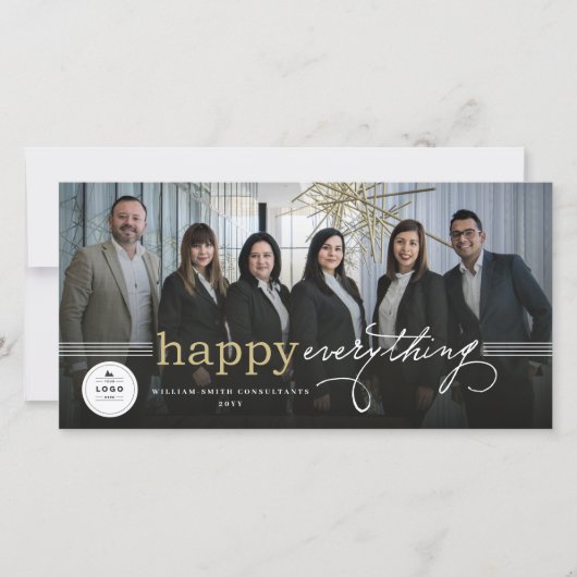 Happy All Simple Typografie Foto Business Feestdagenkaart (Voorkant)