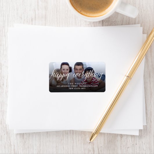 Happy All Simple White Script Photo Modern Etiket (Insitu)