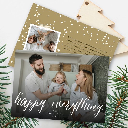 Happy All Simple White Script Photo Modern Feestdagenkaart
