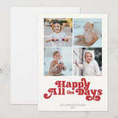 Happy All The Days Foto Rood Feestdagenkaart (Voorkant / Achterkant)