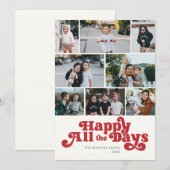 Happy All The Days Foto Rood Feestdagenkaart (Voorkant / Achterkant)
