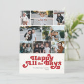 Happy All The Days Foto Rood Feestdagenkaart (Staand voorkant)