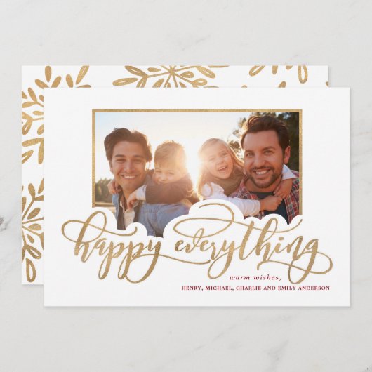 Happy All Whimsy Gold Script Holiday Foto (Voorkant / Achterkant)