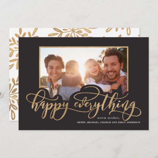 Happy All Whimsy Gold Script Holiday Foto (Voorkant / Achterkant)