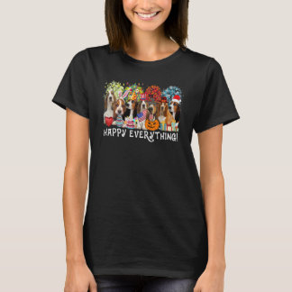 Happy Alles Bassett Hound Dog-seizoenen T-shirt