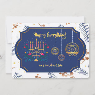 Happy Alles Blue en Gold Holiday Kaart