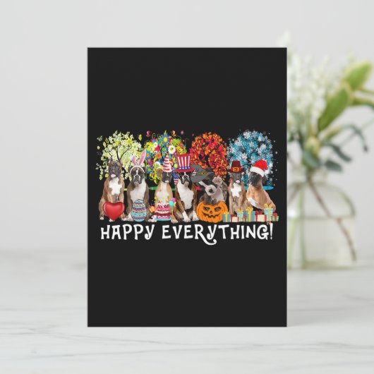Happy Alles Boxer Dog Seasons het hele jaar door T Kaart (Staand voorkant)