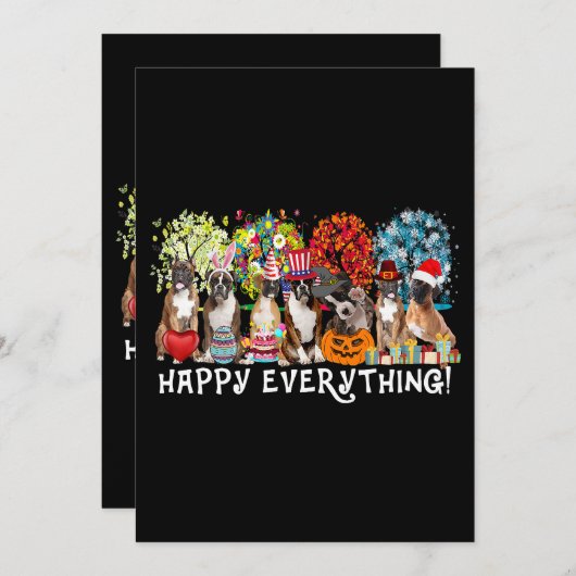 Happy Alles Boxer Dog Seasons het hele jaar door T Kaart (Voorkant / Achterkant)