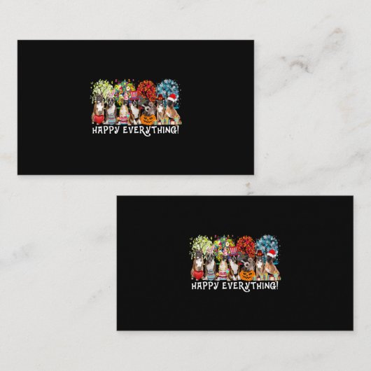 Happy Alles Boxer Dog Seasons het hele jaar door T Visitekaartje (Voorkant / Achterkant)