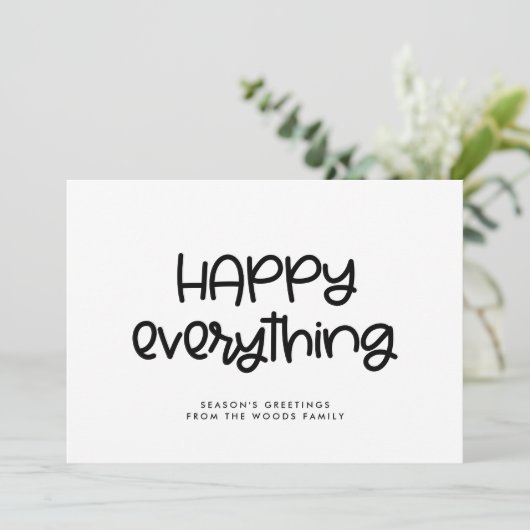 Happy Alles Cute-script Feestdagenkaart (Staand voorkant)