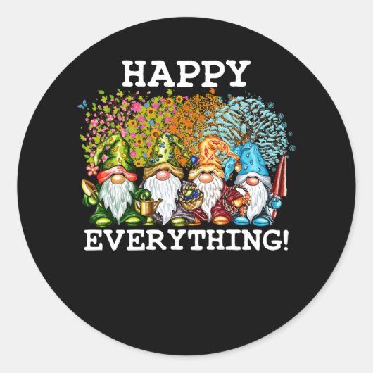 Happy Alles Gnomies Gnomes Feestdagen Kerstmis Ronde Sticker (Voorkant)