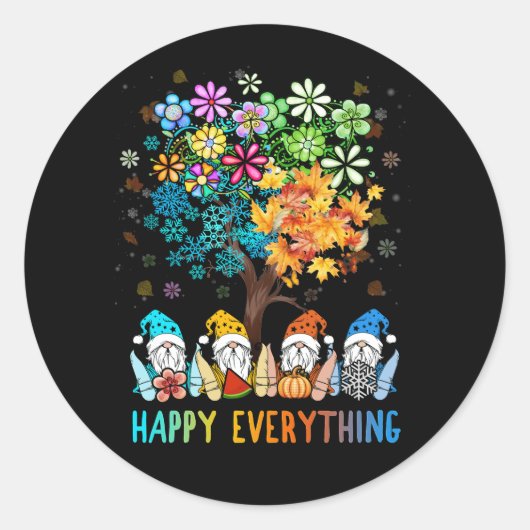 Happy Alles Gnomies Gnomes Feestdagen Kerstmis Ronde Sticker (Voorkant)