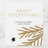 Happy Alles Gold Foliage op maat Wijn Etiket (Enkel label)