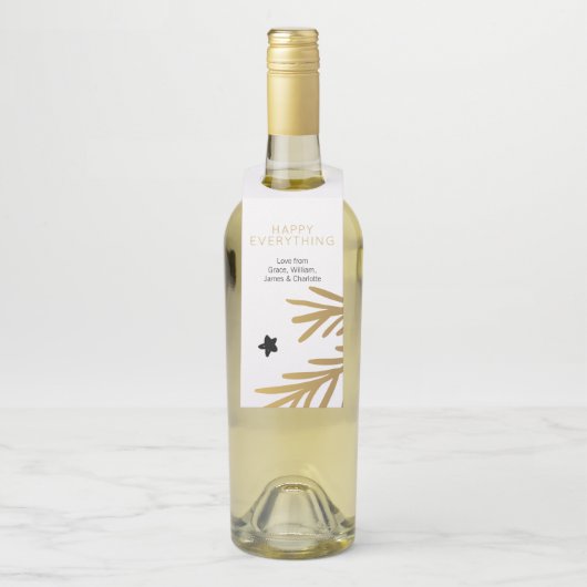 Happy Alles Gold Winter Foliage gepersonaliseerd Flessenhanger (Op fles)