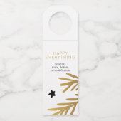 Happy Alles Gold Winter Foliage gepersonaliseerd Flessenhanger (Voorkant)