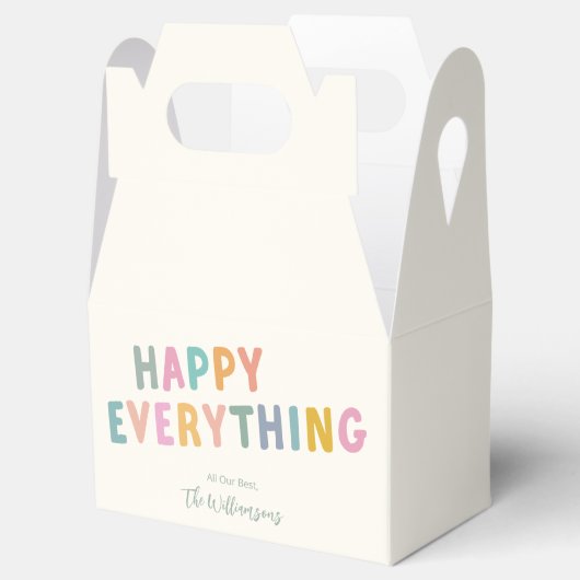 Happy Alles Speelse Meerkleurige Typografie Leuk Bedankdoosjes (Geopend)