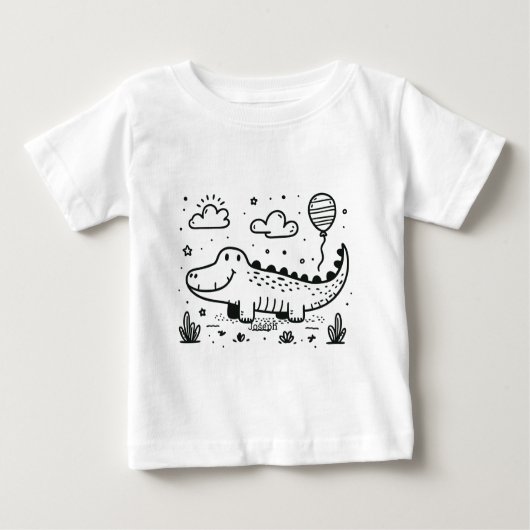 Happy Alligator met ballon - Schattigee Nursery Ar (Voorkant)