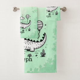 Happy Alligator met ballon - Schattigee Nursery Ar Bad Handdoek