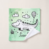 Happy Alligator met ballon - Schattigee Nursery Ar Bad Handdoek (Wasdoekje)