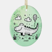 Happy Alligator met ballon - Schattigee Nursery Ar Keramisch Ornament (Rechts)